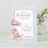 Retro Beach Bacheloretto Einladung (Stehend Vorderseite)