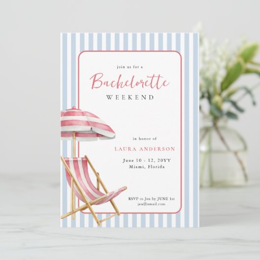 Retro Beach Bacheloretto Einladung (Stehend Vorderseite)