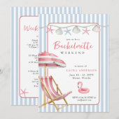 Retro Beach Bacheloretto Einladung (Vorne/Hinten)