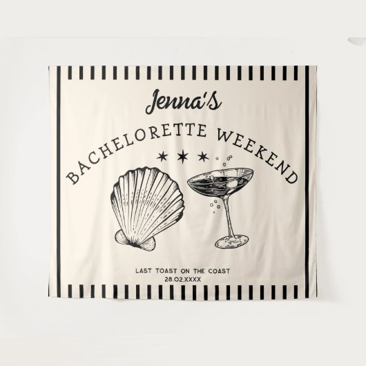 Retro Beach Bacheloretto Wochenende Banner Hinterg Wandteppich (Vorderseite (Horizontal))