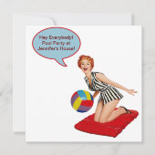 Retro Beach Ball Pool Party Einladung (Vorderseite)