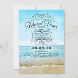 Retro Beach blue ombre Probe dinner lädt ein Einladung