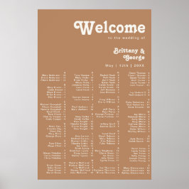 Retro Beach | Braunes Alphabetisches Sitzplakat Poster