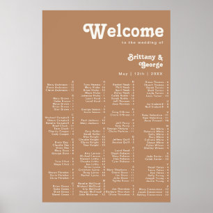 Retro Beach Braunes Alphabetisches Sitzplakat Poster