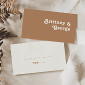 Retro Beach | Brown Flat Wedding Platzkarte