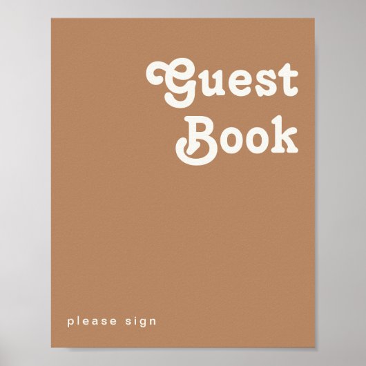 Retro Beach | Brown Guest Book Sign Poster (Vorne)