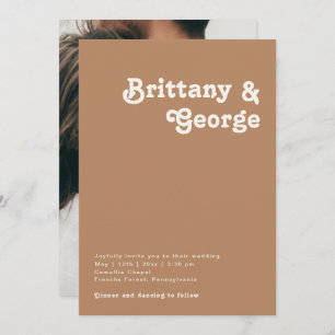 Retro Beach   Brown Lässig Foto Monogram Einladung