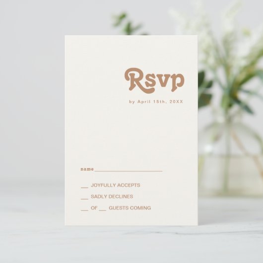 Retro Beach | Brown RSVP Card (Stehend Vorderseite)