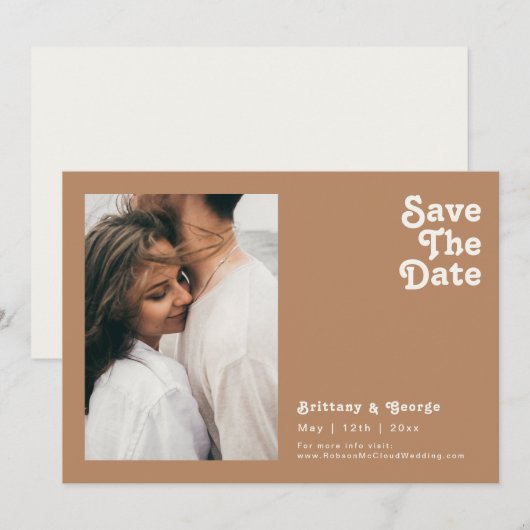 Retro Beach | BrownFoto Horizontal Save the Date (Vorne/Hinten)