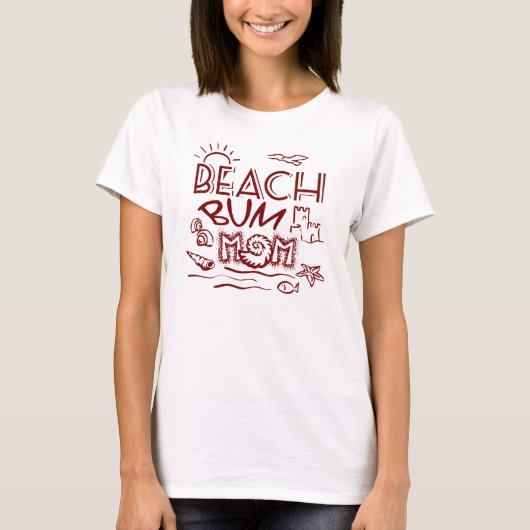 Retro Beach Bum Mum/Mama T-Shirt (Vorderseite)