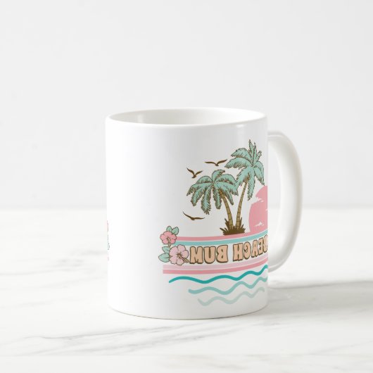 Retro Beach Bum Tropical Theme Palmen Kaffeetasse (VorderseiteRechts)