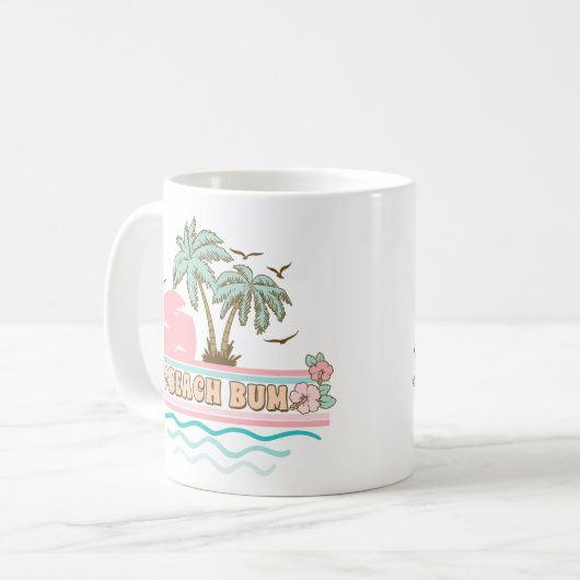 Retro Beach Bum Tropical Theme Palmen Kaffeetasse (Vorderseite Links)