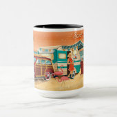 Retro Beach Camper + Klassische Tasse (Zentrum)