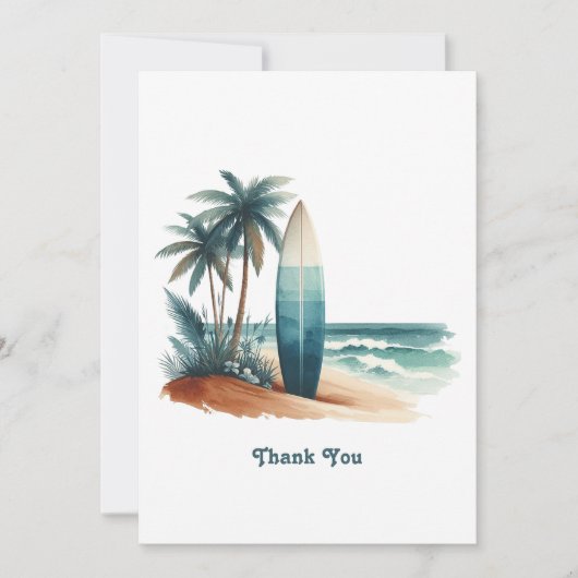 Retro Beach Club Surfboard Küste Dankeskarte (Vorderseite)