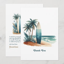 Retro Beach Club Surfboard Küste Dankeskarte