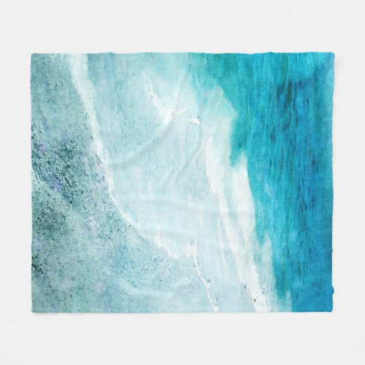 Retro Beach - Coastal Aquamarin Blue Ocean Wasserf Fleecedecke (Vorderseite (Horizontal))