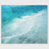 Retro Beach - Coastal Aquamarin Blue Ocean Wasserf Geschenkpapier (Flach)