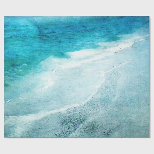 Retro Beach - Coastal Aquamarin Blue Ocean Wasserf Geschenkpapier (Flach)