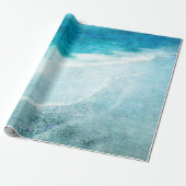 Retro Beach - Coastal Aquamarin Blue Ocean Wasserf Geschenkpapier (Ungerollt)
