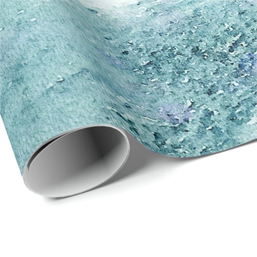 Retro Beach - Coastal Aquamarin Blue Ocean Wasserf Geschenkpapier (Rolleneckpunkt)