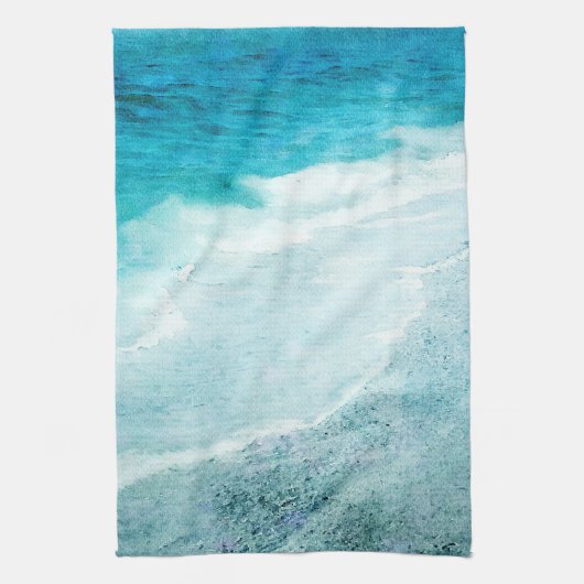 Retro Beach - Coastal Aquamarin Blue Ocean Wasserf Geschirrtuch (Vertikal)
