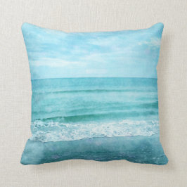 Retro Beach - Coastal Aquamarin Blue Ocean Wasserf Kissen
