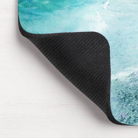 Retro Beach - Coastal Aquamarin Blue Ocean Wasserf Mousepad (Ecke)