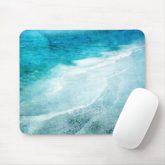 Retro Beach - Coastal Aquamarin Blue Ocean Wasserf Mousepad (Mit Mouse)
