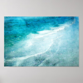 Retro Beach - Coastal Aquamarin Blue Ocean Wasserf Poster