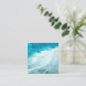 Retro Beach - Coastal Aquamarin Blue Ocean Wasserf Quadratische Visitenkarte (Stehend Vorderseite)