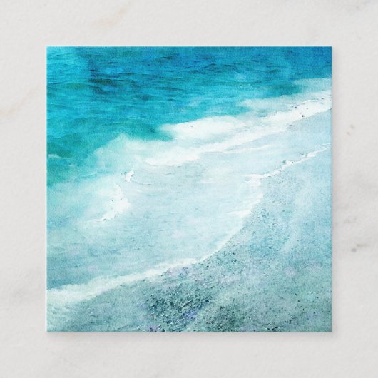 Retro Beach - Coastal Aquamarin Blue Ocean Wasserf Quadratische Visitenkarte (Vorderseite)