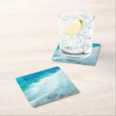 Retro Beach - Coastal Aquamarin Blue Ocean Wasserf Rechteckiger Pappuntersetzer (Vor Ort)