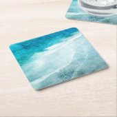 Retro Beach - Coastal Aquamarin Blue Ocean Wasserf Rechteckiger Pappuntersetzer (angewinkelt)