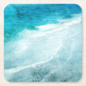 Retro Beach - Coastal Aquamarin Blue Ocean Wasserf Rechteckiger Pappuntersetzer (Vorderseite)