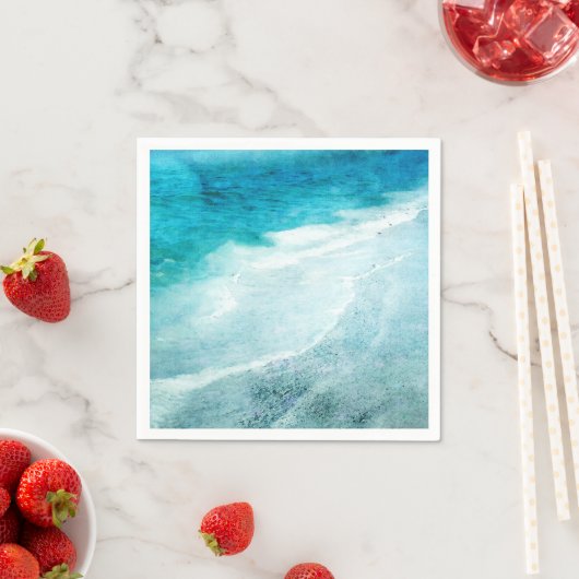 Retro Beach - Coastal Aquamarin Blue Ocean Wasserf Serviette (Beispiel)