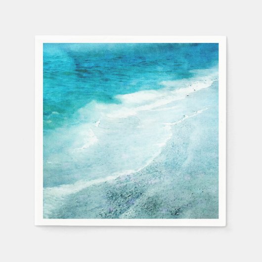 Retro Beach - Coastal Aquamarin Blue Ocean Wasserf Serviette (Vorderseite)