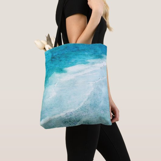 Retro Beach - Coastal Aquamarin Blue Ocean Wasserf Tasche (Von Nahem)