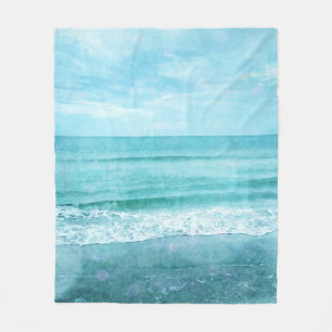 Retro Beach - Coastal Ocean Aquamarin Blue Waterco Fleecedecke