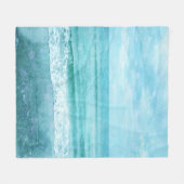Retro Beach - Coastal Ocean Aquamarin Blue Waterco Fleecedecke (Vorderseite (Horizontal))
