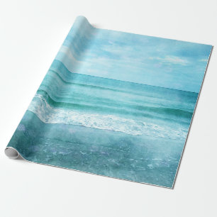 Retro Beach - Coastal Ocean Aquamarin Blue Waterco Geschenkpapier