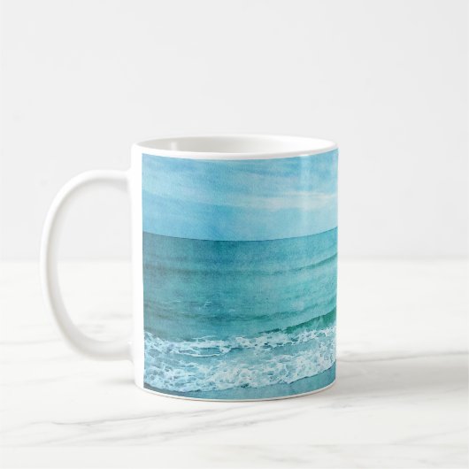Retro Beach - Coastal Ocean Aquamarin Blue Waterco Kaffeetasse (Links)
