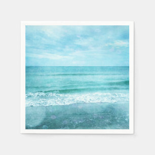 Retro Beach - Coastal Ocean Aquamarin Blue Waterco Serviette