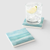 Retro Beach - Coastal Ocean Aquamarin Blue Waterco Steinuntersetzer (Seitenansicht)