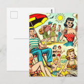 Retro Beach Comic Postkarte (Vorne/Hinten)