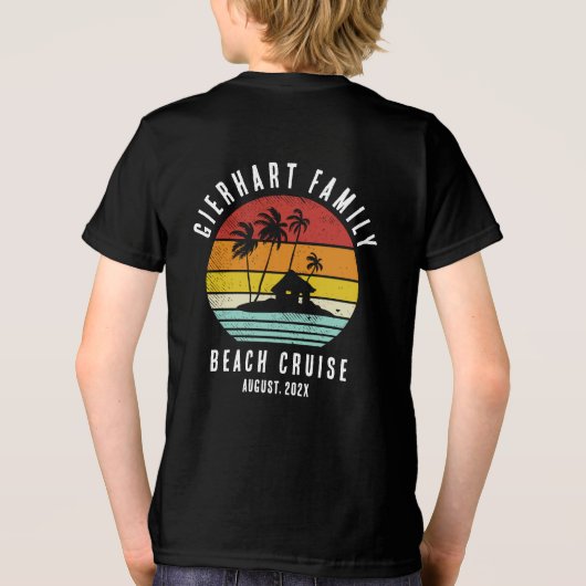 Retro Beach Cruise Family - Personalisiert Tri-Blend Shirt (Rückseite)