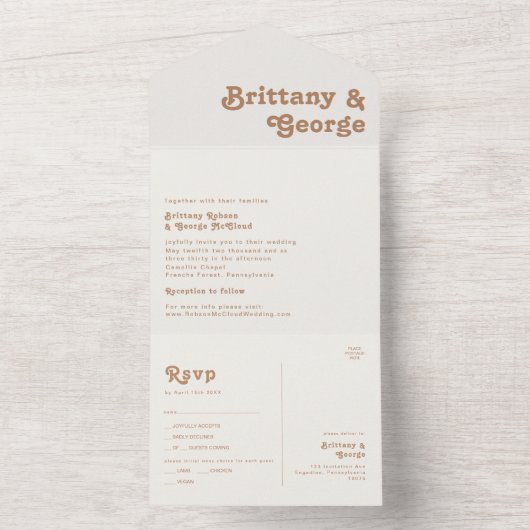 Retro Beach | Elfenbeinküste Siegel und Senden All In One Einladung (Innen Boden)