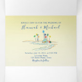 Retro Beach Foto Wedding Dreifach Gefaltete Einladung (Innenseite Mitte)