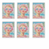 Retro Beach Girl mit Blumenbrille Aufkleber (Vorderseite)