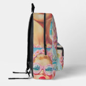 Retro Beach Girl mit Blumenbrille Bedruckter Rucksack (Links)