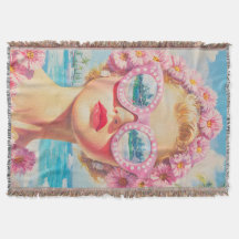 Retro Beach Girl mit Blumenbrille